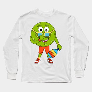 Funny Green Pickleball ball with paddle Long Sleeve T-Shirt